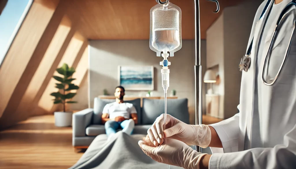 Vücutta detoks etkisi sağlayan ve bağışıklık güçlendiren glutatyon serum tedavisini temsil eden bir görsel.